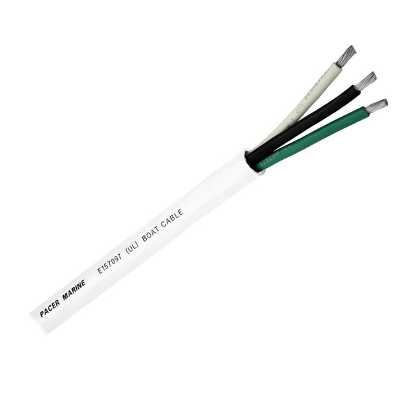 Pacer Round 3 Conductor Cable - 500 - 14/3 AWG - Black, Green  White [WR14/3-500]