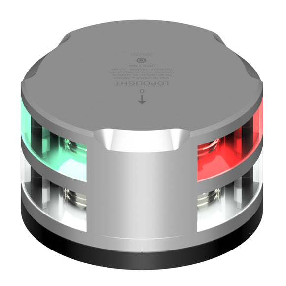 Lopolight Tri-Color Anchor Light - 1NM - Silver Housing w/FB Base [101-009-FB]