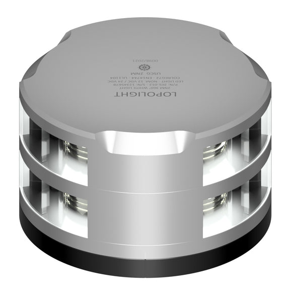 Lopolight 360-Degree Double Stacked Anchor Light - 2NM - Silver Housing w/FB Base [201-012ST-FB]