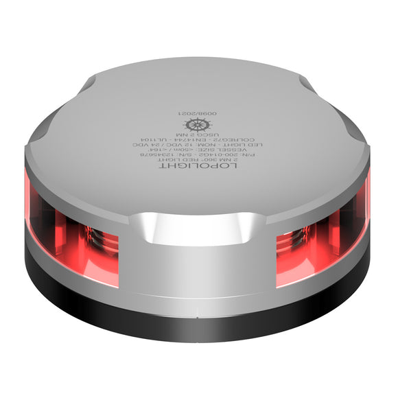 Lopolight 360-Degree Red Nav Light - 2NM - Silver Housing w/FB Base [201-014-FB]