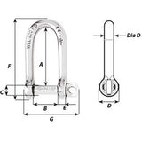 Wichard Self-Locking Long D Shackle - Diameter 4mm - 5/32" [1211W]