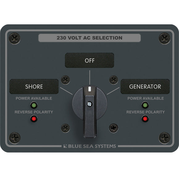 Blue Sea 8359 AC Rotary Switch Panel 30 Ampere 2 Positions + OFF, 2 Pole [8359]