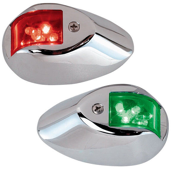Perko LED Side Lights - Red-Green - 24V - Chrome Plated Housing [0602DP2CHR] - Perko