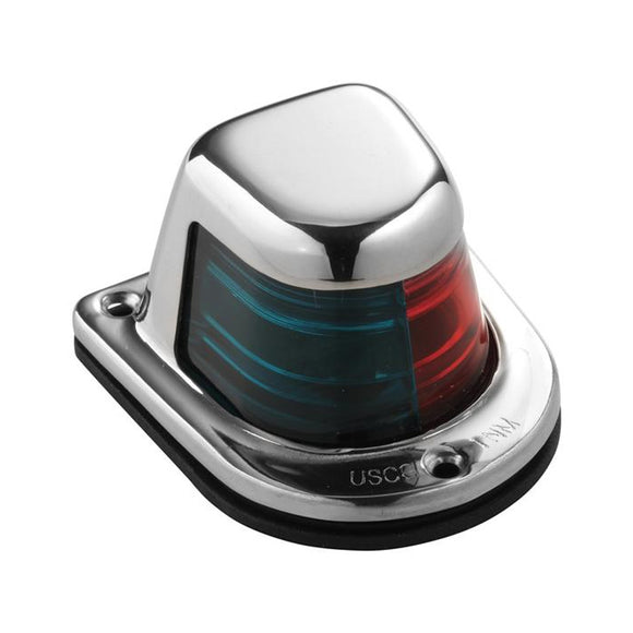 Attwood 1-Mile Deck Mount, Bi-Color Red-Green Combo Sidelight - 12V - Stainless Steel Housing [66318-7] - Attwood Marine