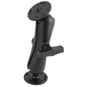 RAM Mount 1.5" Ball Double Socket Arm w-2 2.5" Round Bases - AMPs Pattern [RAM-101U] - RAM Mounting Systems