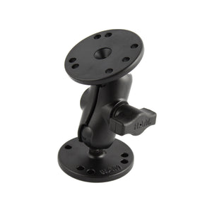 RAM Mount 1" Ball Double Socket Short Arm w- 2 2.5" Round Bases [RAM-B-101-A] - RAM Mounting Systems