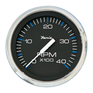 Faria Chesapeake Black SS 4" Tachometer - 4,000 RPM (Diesel - Mechanical Takeoff & Var Ratio Alt) [33742] - Faria Beede Instruments