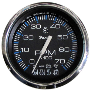Faria Chesapeake Black SS 4" Tachometer w-Systemcheck Indicator - 7,000 RPM (Gas - Johnson - Evinrude Outboard) [33750] - Faria Beede Instruments