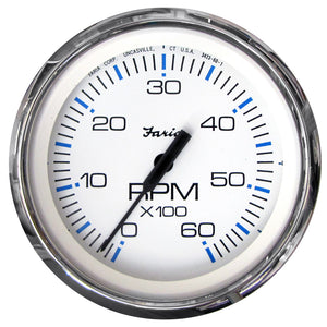 Faria Chesapeake White SS 4" Tachometer - 6,000 RPM (Gas - Inboard & I-O) [33807] - Faria Beede Instruments