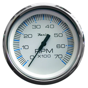 Faria Chesapeake White SS 4" Tachometer - 7,000 RPM (Gas - All Outboards) [33817] - Faria Beede Instruments
