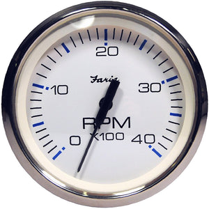 Faria Chesapeake White SS 4" Tachometer - 4,000 RPM (Diesel - Magnetic Pick-Up) [33818] - Faria Beede Instruments