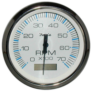 Faria Chesapeake White SS 4" Tachometer w-Hourmeter - 7,000 RPM (Gas - Outboard) [33840] - Faria Beede Instruments