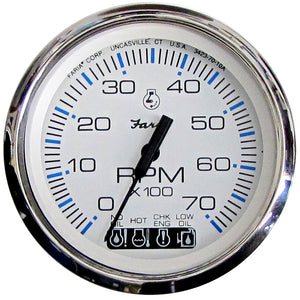 Faria Chesapeake White SS 4" Tachometer w-Systemcheck Indicator - 7,000 RPM (Gas - Johnson-Evinrude Outboard) [33850] - Faria Beede Instruments