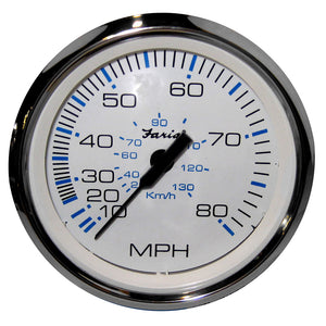 Faria Chesapeake White SS 4" Speedometer - 80MPH (Mechanical) [33819] - Faria Beede Instruments