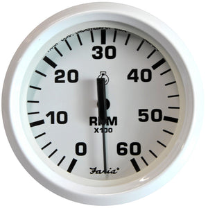 Faria Dress White 4" Tachometer - 6,000 RPM (Gas - Inboard & I-O) [33103] - Faria Beede Instruments