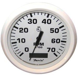 Faria Dress White 4" Tachometer w-Hourmeter - 7,000 RPM (Gas - Outboard) [33140] - Faria Beede Instruments