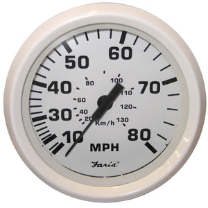 Faria Dress White 4" Speedometer - 80MPH (Mechanical) [33113] - Faria Beede Instruments