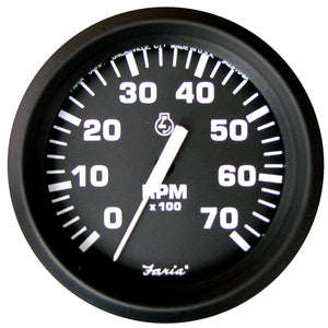 Faria Euro Black 4" Tachometer - 7,000 RPM (Gas - All Outboard) [32805] - Faria Beede Instruments