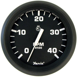 Faria Euro Black 4" Tachometer - 4,000 RPM (Diesel - Mechanical Takeoff & Var Ratio Alt) [32842] - Faria Beede Instruments