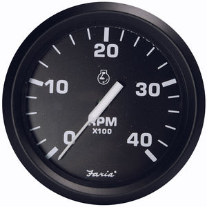 Faria Euro Black 4" Tachometer - 4,000 RPM (Diesel - Magnetic Pick-Up) [32803] - Faria Beede Instruments