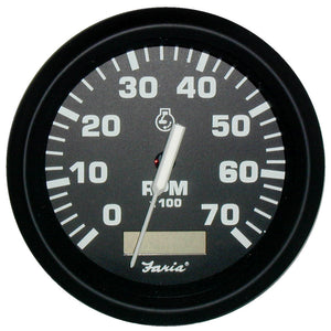 Faria Euro Black 4" Tachometer w-Hourmeter - 7,000 RPM (Gas - Outboard) [32840] - Faria Beede Instruments