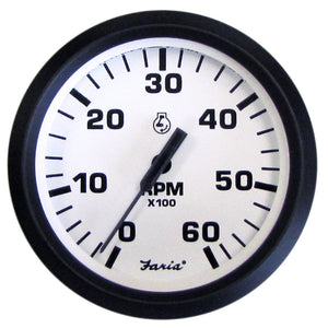 Faria Euro White 4" Tachometer - 6,000 RPM (Gas - Inboard & I-O) [32904] - Faria Beede Instruments