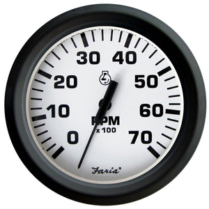 Faria Euro White 4" Tachometer - 7,000 RPM (Gass - All Outboards) [32905] - Faria Beede Instruments