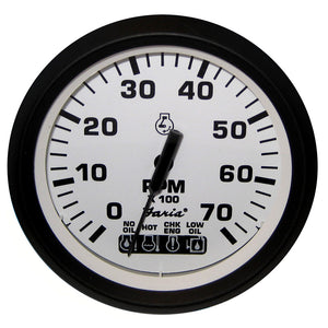 Faria Euro White 4" Tachometer w-Systemcheck Indicator - 7,000 RPM (Gas - Johnson - Evinrude Outboard) [32950] - Faria Beede Instruments
