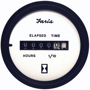 Faria Euro White 2" Hourmeter (10,000 Hrs) (12-32 VDC) [12913] - Faria Beede Instruments