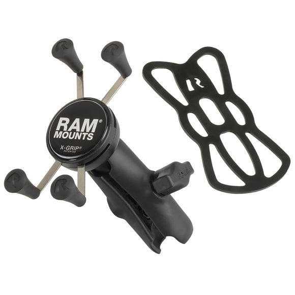 RAM Mount Universal X-Grip Cell Phone Cradle w-Double Socket Arm [RAP-HOL-UN7B-201U] - RAM Mounting Systems