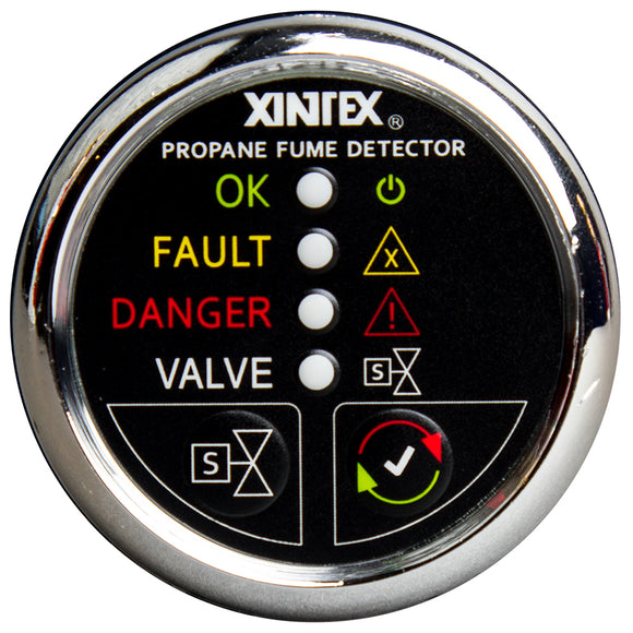 Fireboy-Xintex Propane Fume Detector w/Automatic Shut-Off  Plastic Sensor - No Solenoid Valve - Chrome Bezel Display [P-1CNV-R]
