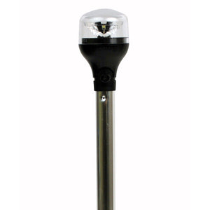 Attwood LightArmor All-Around Light - 20" Aluminum Pole - Black Vertical Composite Base w-Adapter [5551-PA20-7] - Attwood Marine