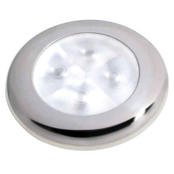 Hella Marine Slim Line LED 'Enhanced Brightness' Round Courtesy Lamp - White LED - Stainless Steel Bezel - 12V [980500521] - Hella Marine