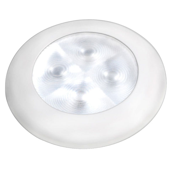 Hella Marine Slim Line LED 'Enhanced Brightness' Round Courtesy Lamp - White LED - White Plastic Bezel - 12V [980500541] - Hella Marine