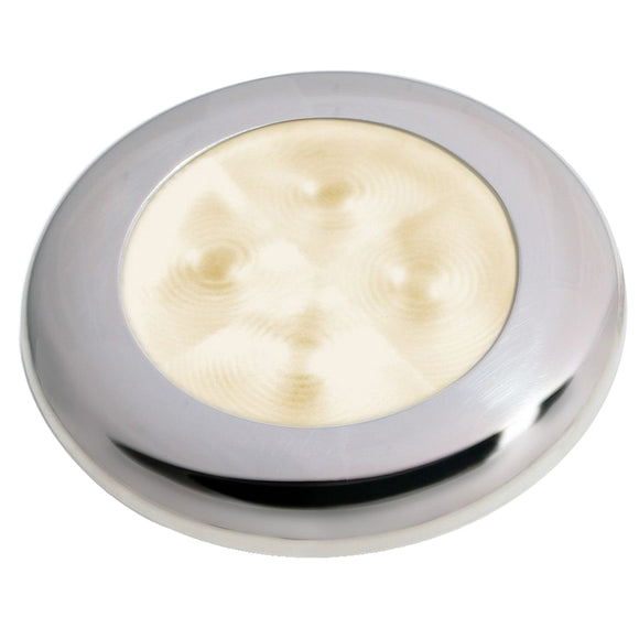 Hella Marine Slim Line LED 'Enhanced Brightness' Round Courtesy Lamp - Warm White LED - Stainless Steel Bezel - 12V [980500721] - Hella Marine