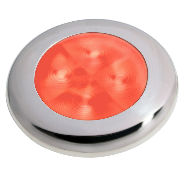 Hella Marine Slim Line LED 'Enhanced Brightness' Round Courtesy Lamp - Red LED - Stainless Steel Bezel - 12V [980507221] - Hella Marine