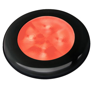 Hella Marine Slim Line LED 'Enhanced Brightness' Round Courtesy Lamp - Red LED - Black Plastic Bezel - 12V [980507251] - Hella Marine