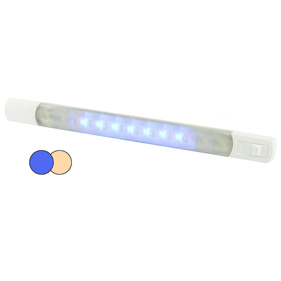 Hella Marine Surface Strip Light w-Switch - Warm White-Blue LEDs - 12V [958121111] - Hella Marine