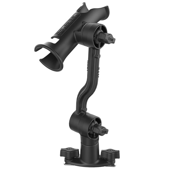 RAM Mount RAM Tube Jr. Rod Holder with Spline Post, Extension Arm and Track Base [RAP-390-PA-421] - RAM Mounting Systems