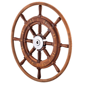 Edson 30" Teak Yacht Wheel w/Teak Rim  Chrome Hub [603CH-30]