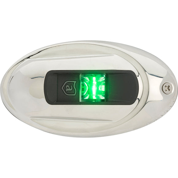 Attwood LightArmor Vertical Surface Mount Navigation Light - Oval - Starboard (green) - Stainless Steel - 2NM [NV4012SSG-7] - Attwood Marine