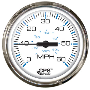 Faria 4" Chesepeake White SS Studded Speedometer - 60MPH (GPS) [33839] - Faria Beede Instruments