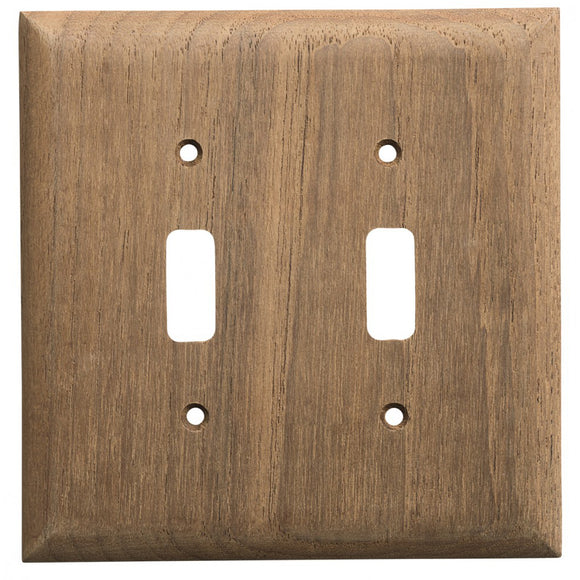 Whitecap Teak 2-Toggle Switch/Receptacle Cover Plate [60176]