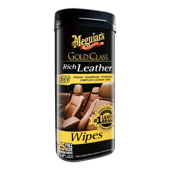 Meguiars Gold Class Rich Leather Cleaner  Conditioner Wipes [G10900] - Meguiar's