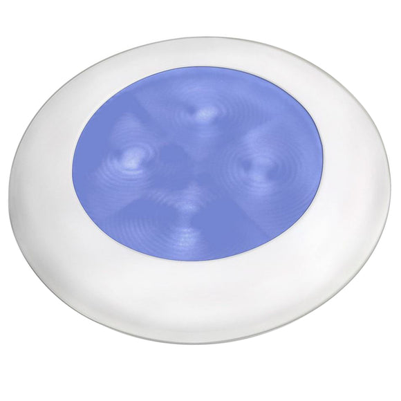 Hella Marine Blue LED Round Courtesy Lamp - White Bezel - 24V [980503241] - Hella Marine