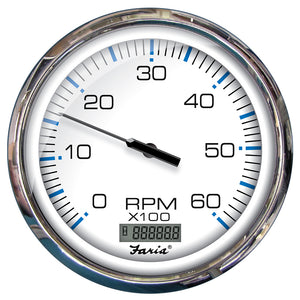 Faria 5" Tachometer w-Digital Hourmeter (6000 RPM) Gas (Inboard) Chesapeake White w-Stainless Steel Bezel [33863] - Faria Beede Instruments