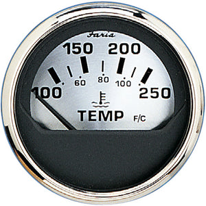 Faria 2" Water Temp Gauge (100-250F) - Spun Silver [16004] - Faria Beede Instruments