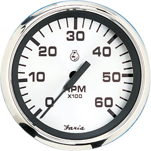 Faria 4" Tachometer (6000 RPM) Gas (Inboard  I-O) - Spun Silver [36004] - Faria Beede Instruments