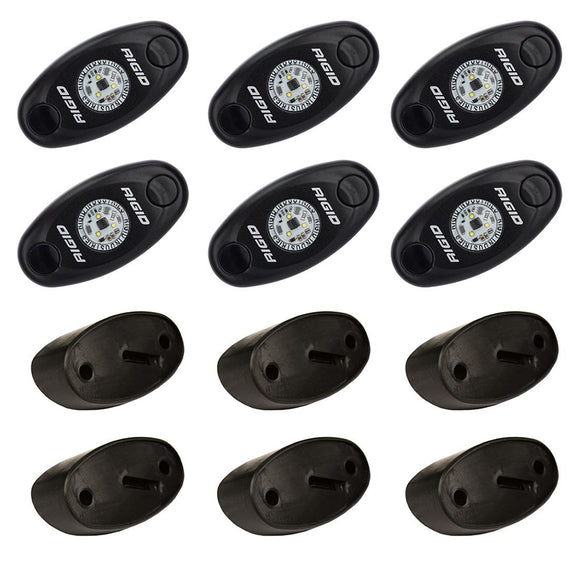 RIGID Industries A-Series Rock Light Kit - 6 Cool White Lights - Black [400253] - RIGID Industries