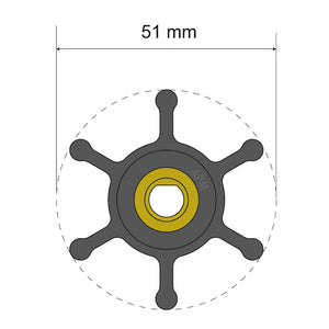 Albin Group Premium Impeller Kit - 51 x 8 x 22mm - 6 Blade - Single Flat Insert [06-01-008]